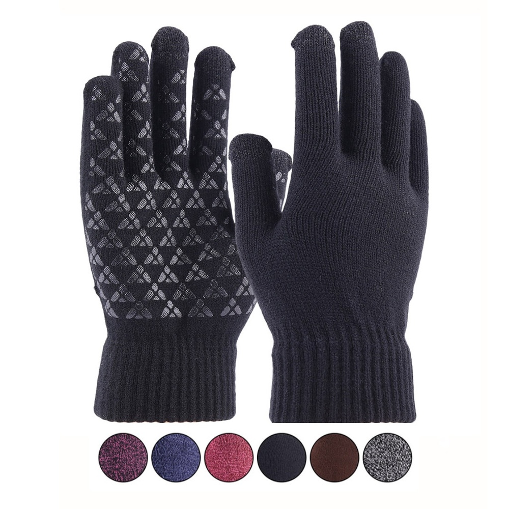 Men Winter Touchscreen Knit Cuff  Texting Gloves